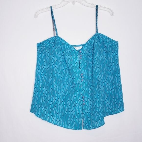 BCBGeneration Y2K Blue Button Front Printed Tank Top Women's Size Large - Picture 9 of 9